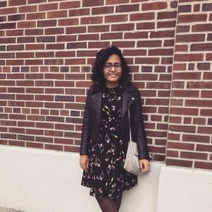 Black Floral Knee Length Dress - H&M (size 10)